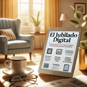 Tablet mostrando newsletter útil para jubilado digital y jubilado español en España. Recursos de interés para jubilados españoles.